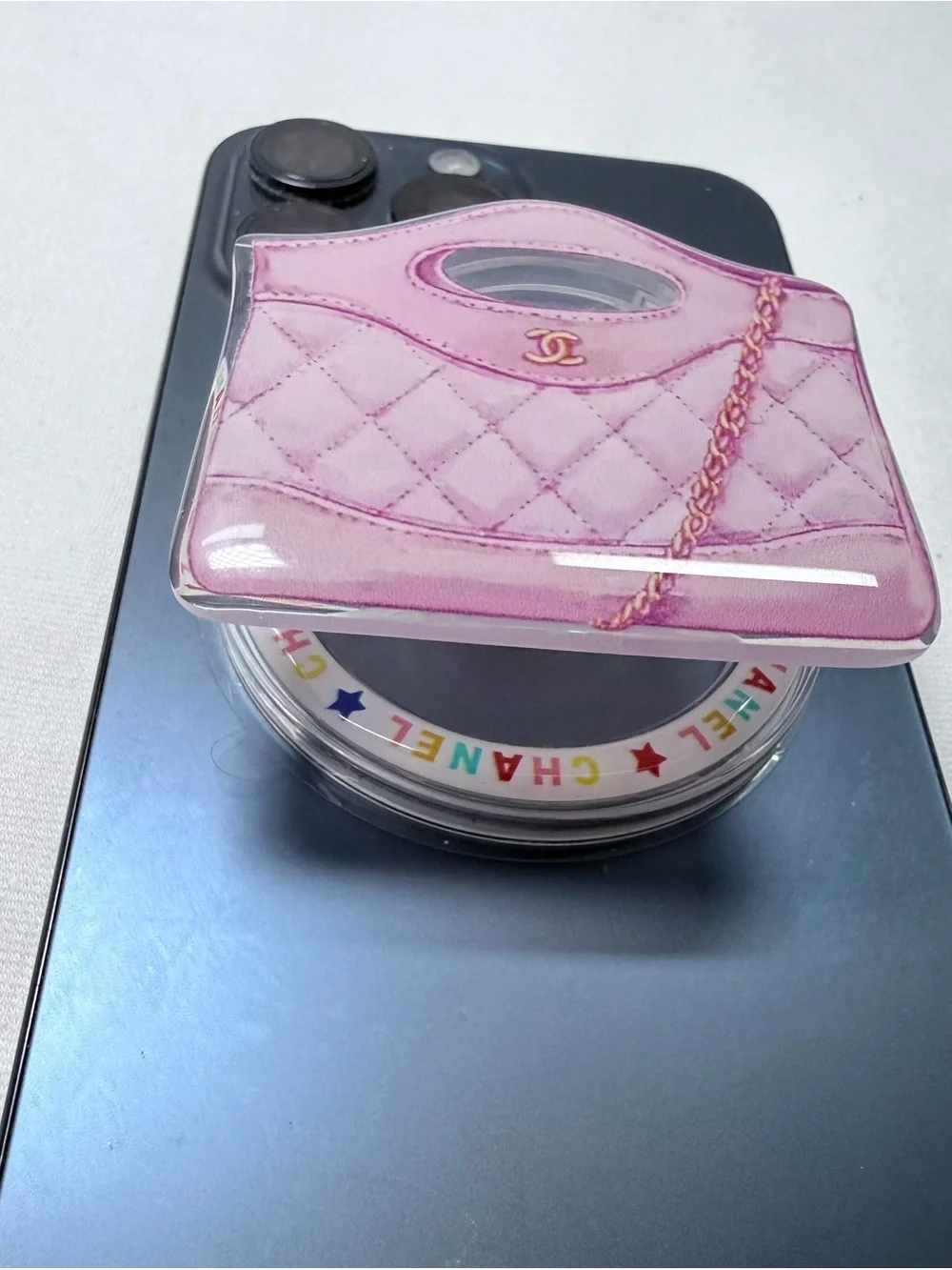 Pink Quilted Handbag Phone Grip - Designer Style